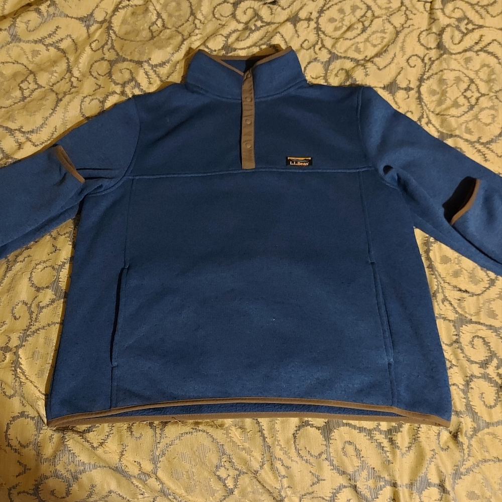 L.L. Bean Blue and Brown Zip Up Sweater